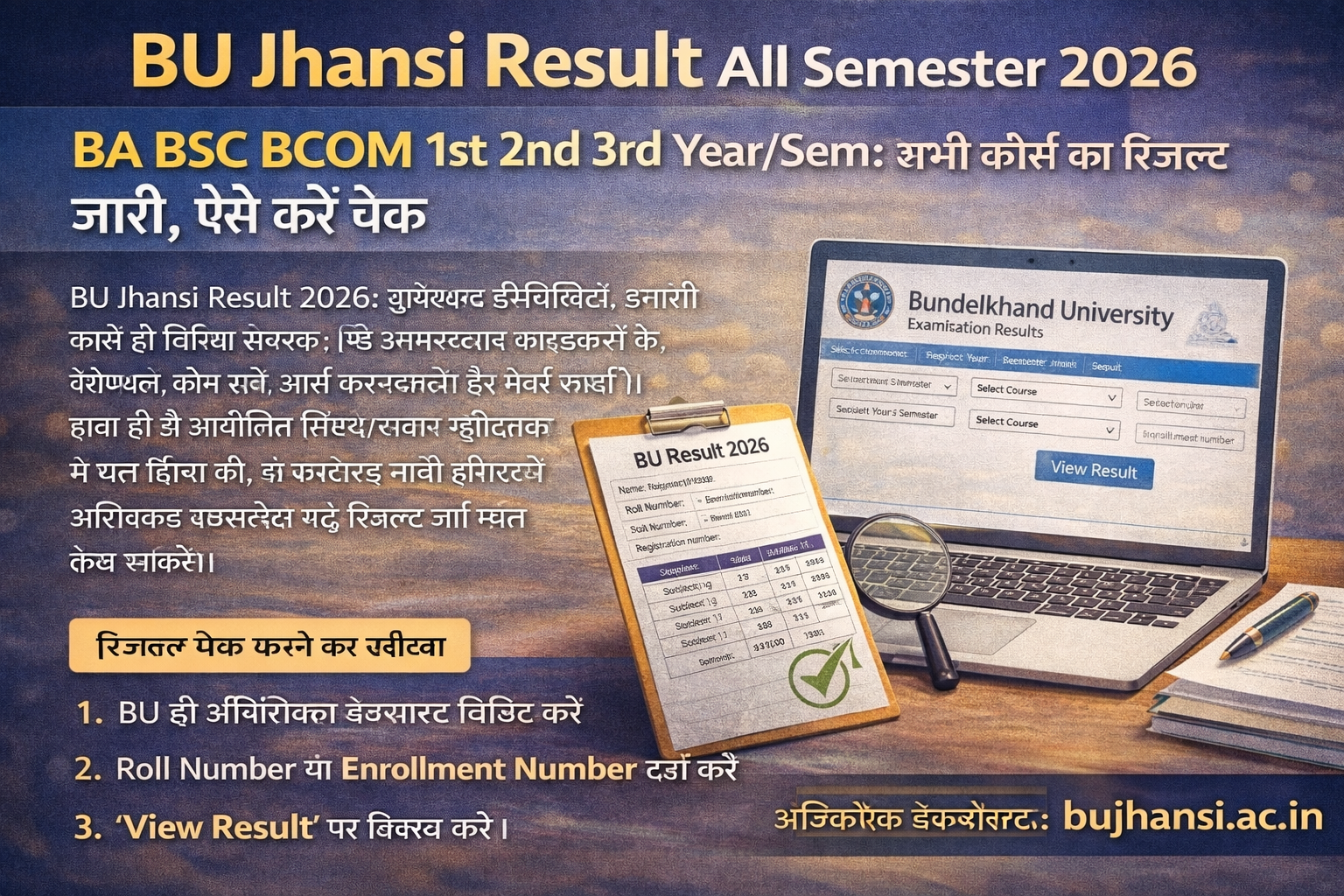 BU Jhansi Result all Semester 2026