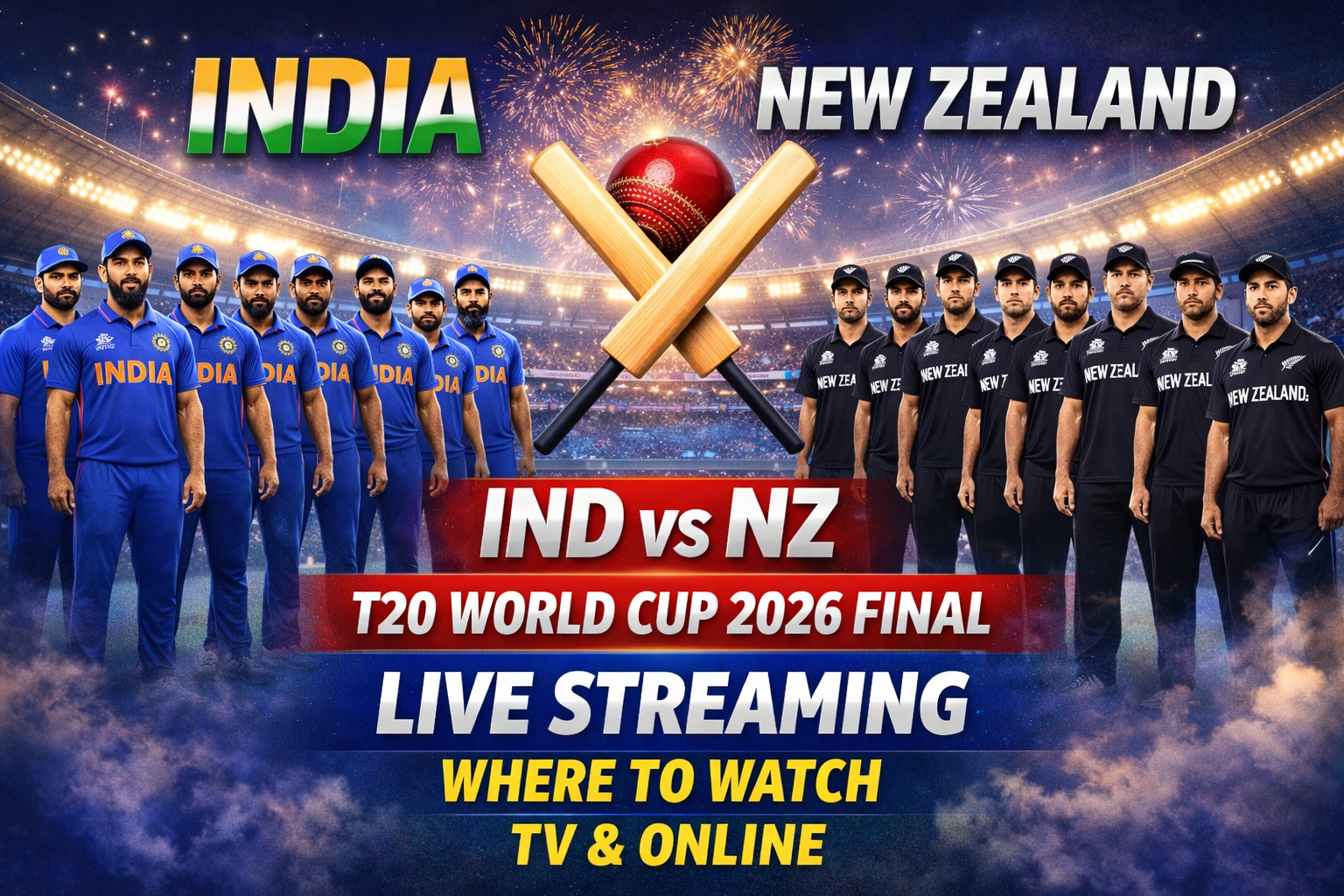 IND vs NZ T20 World Cup 2026 Final Live Where to Watch