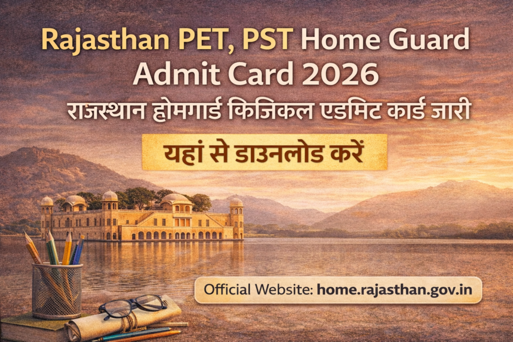 Rajasthan PET, PST Home Guard Admit Card 2026